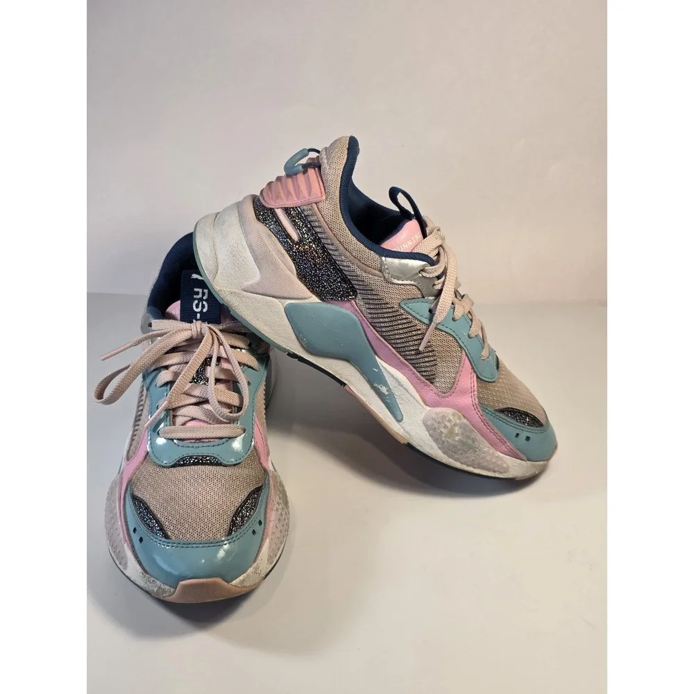 Puma RS-X Low Cut Running Shoes Blue/ Pink Youth Grils‎ Size 6C RS-X 385769-01